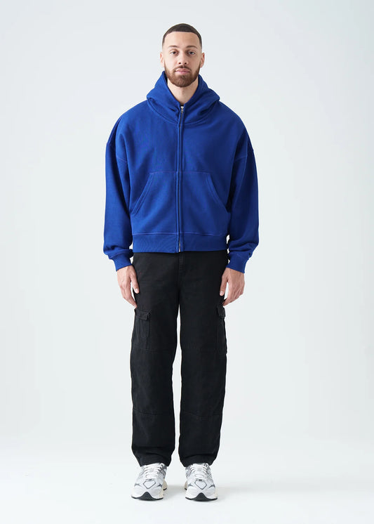 14 OZ Royal Blue Oversized Full-Zip Fleece Hoodie