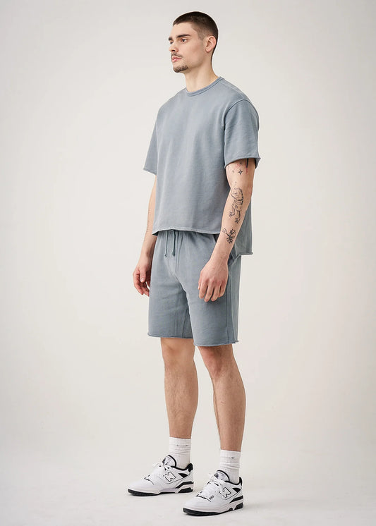 11 OZ Sage French Terry Garment Dye Raw Edge Short Set