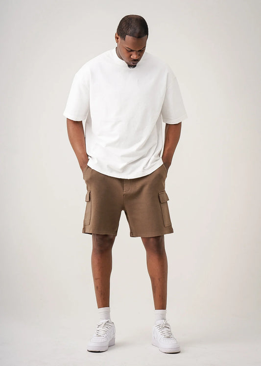 14 OZ Brown Garment Dye Interlock Cargo Short
