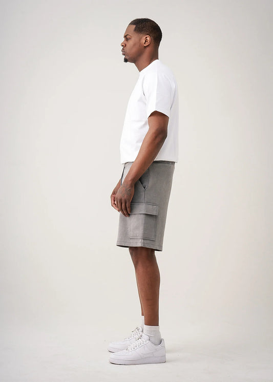 14 OZ Gray Garment Dye Interlock Cargo Short