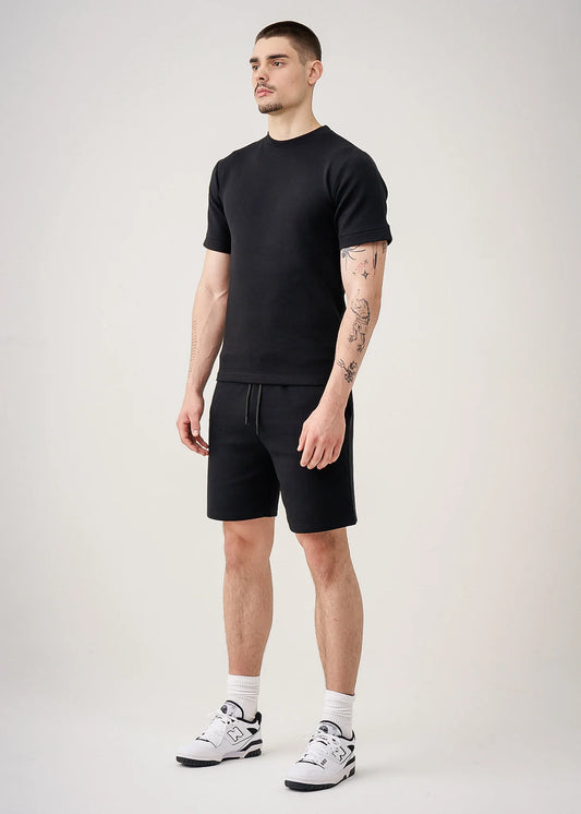 12 OZ Black Heatguard Interlock Lycra T-Shirt Short Set