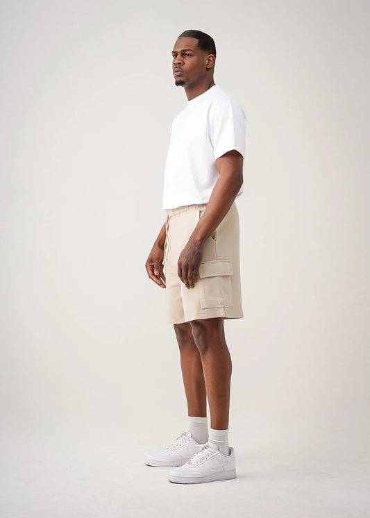 14 OZ Beige Garment Dye Interlock Cargo Short