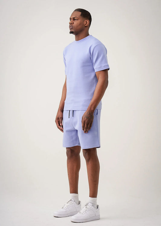 12 OZ Lilac Heatguard Interlock Lycra T-Shirt Short Set