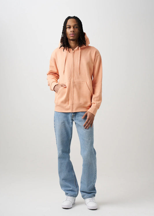 10 OZ Peach Fleece Zip-Up Hoodie