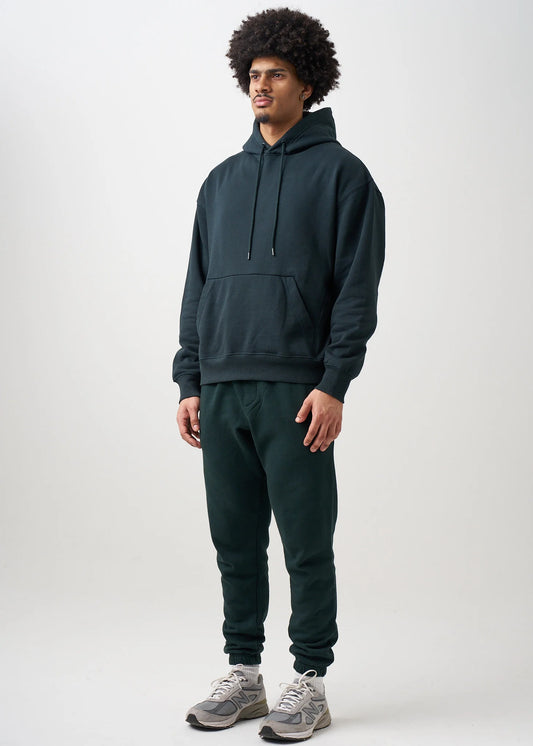 12 OZ Dark Green Garment Wash Premium Fleece Sweatsuit