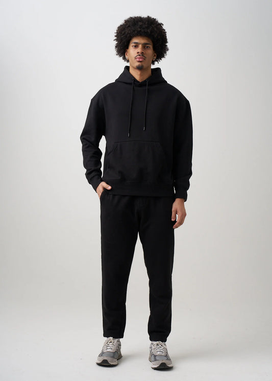 12 OZ Black Garment Wash Premium Fleece Sweatsuit