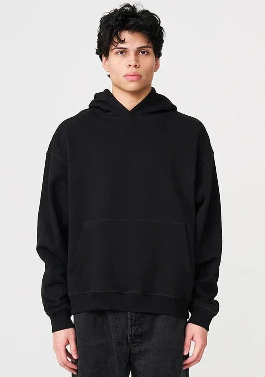 14 OZ Black Oversized Urban Heavyweight Fleece Hooded Sweatshirt