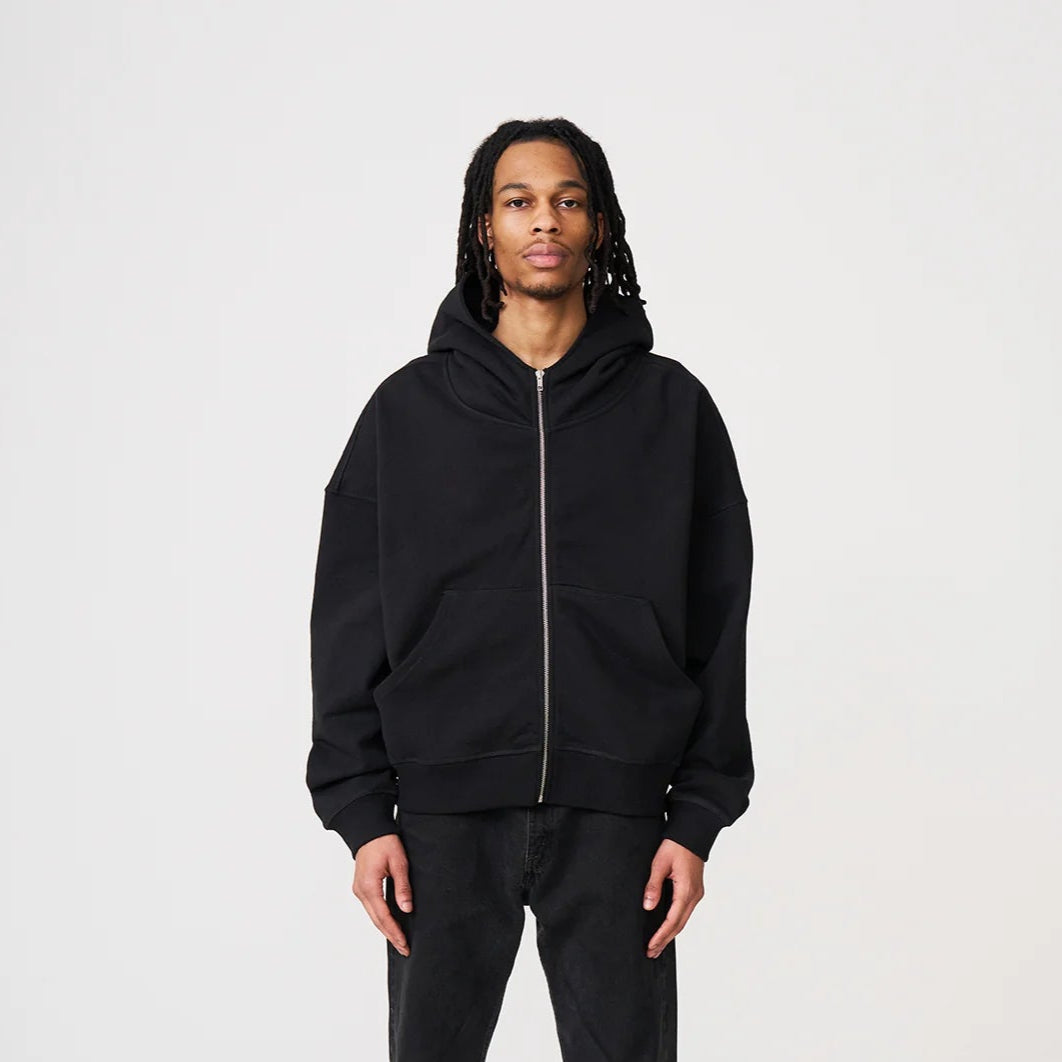 Black Heavyweight Full Zip Sweatshirt