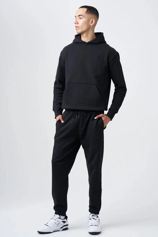 14 OZ Black Heavyweight Fleece Sweatsuit