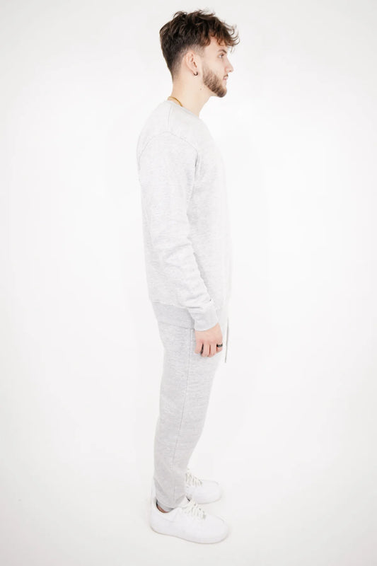 Gray Tight Fleece Crew-Neck SweatSuit