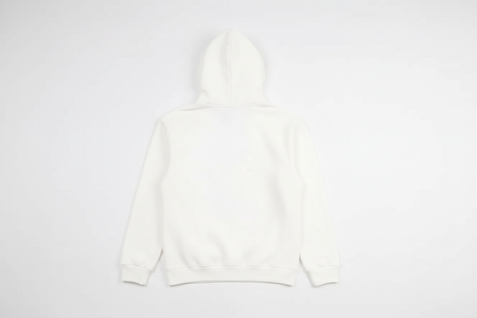 Off-White 12 OZ Tight Fleece Hoodie Luxury Flat Lay Back View - Metal Tips