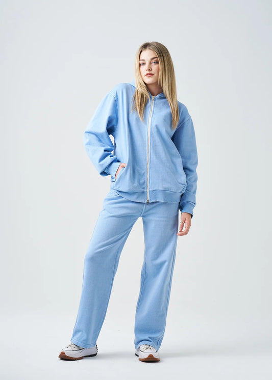 Pigment Blue 14 Ounce Garment Dye Fleece Hooded Sweatsuit