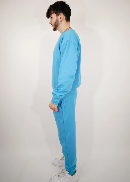 Sky Blue Heavy Blend Fleece Crew-Neck SweatSuit