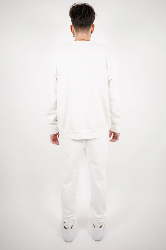 White Tight Fleece Crew-Neck SweatSuit