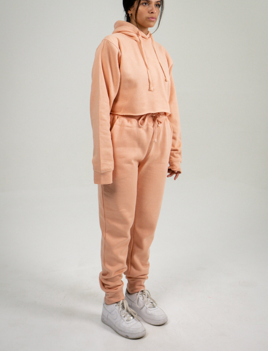 Peach Crop Top SweatSuit