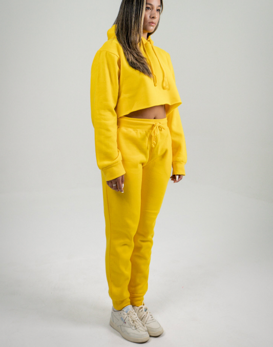 Yellow Crop Top SweatSuit