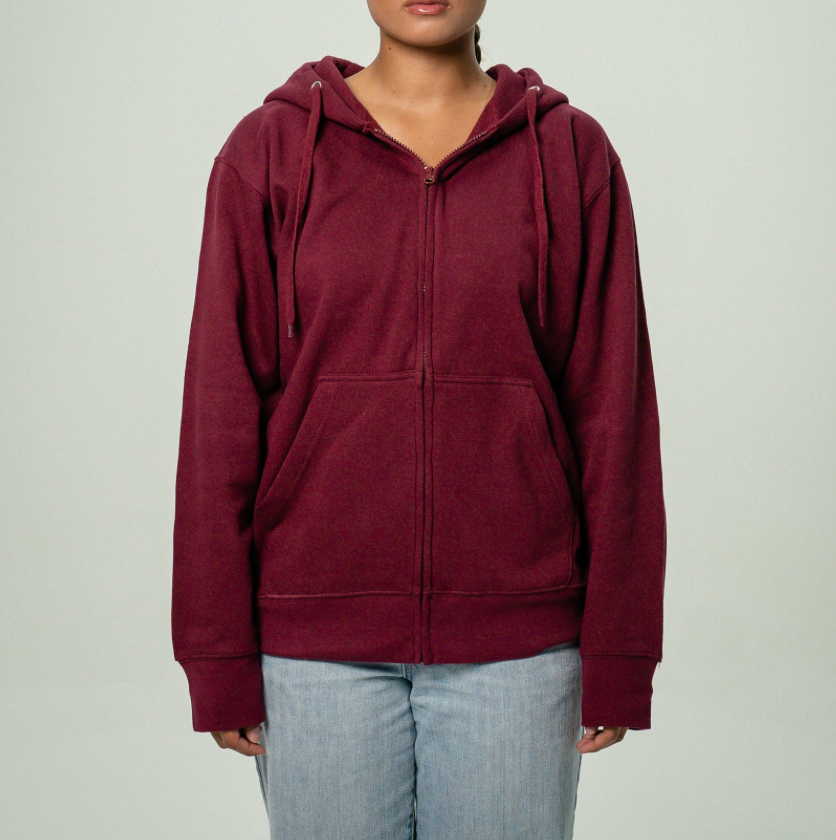 Maroon full zip discount hoodie