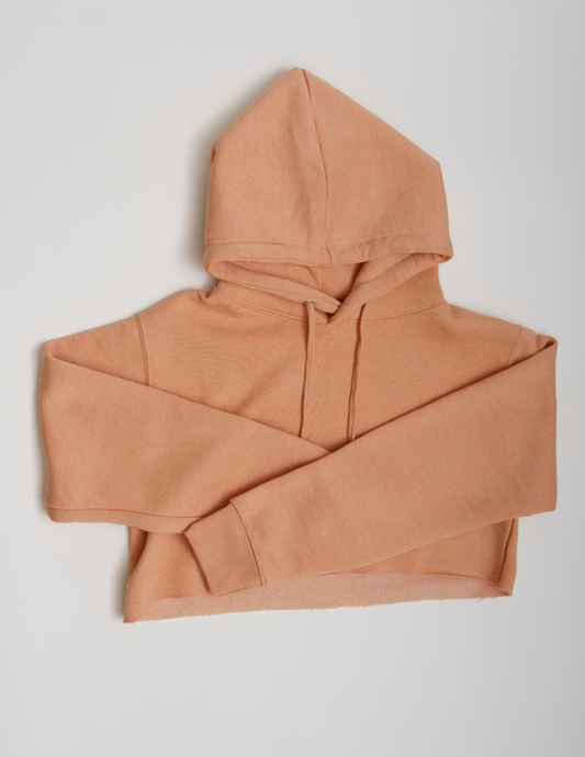 Peach Crop Top Fleece Short Set