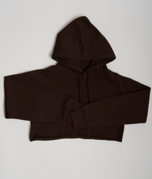 Brown Crop Top Fleece Short Set