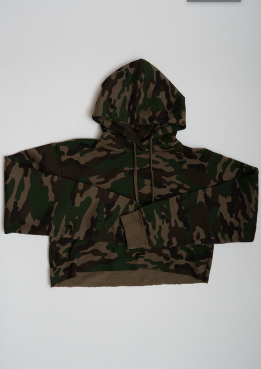 Camo Crop Top Fleece Short Set