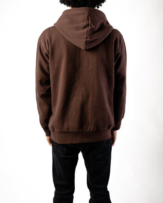 10 OZ Brown Fleece Zip-Up Hoodie