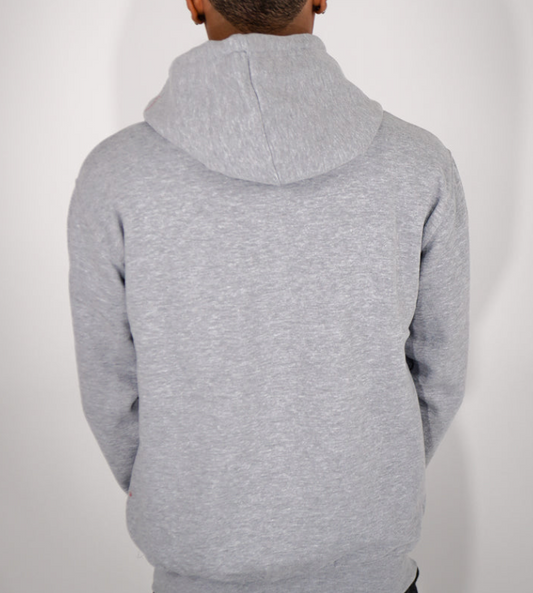 10 OZ Gray Fleece Zip-Up Hoodie