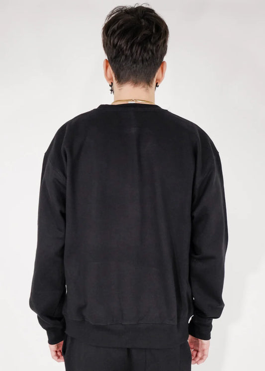 Black Heavy Blend Fleece Crew Neck Pullover