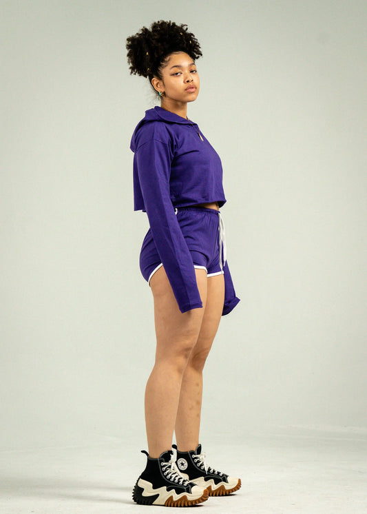 Purple Single Jersey Track Short Set