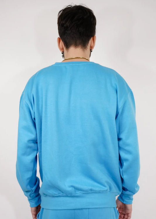 Sky Blue Heavy Blend Fleece Crew Neck Pullover