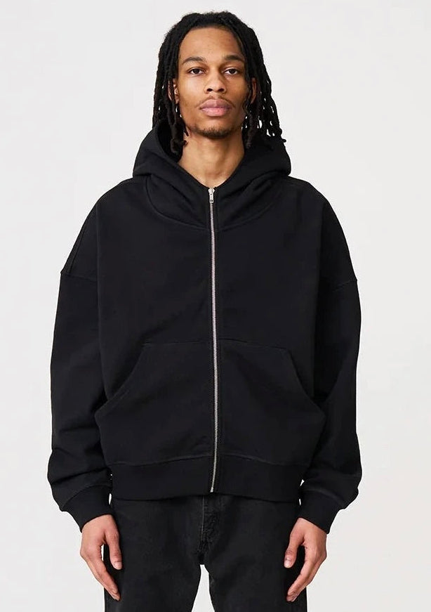 14 OZ Black Oversized Heavyweight Full-Zip Sweatshirt
