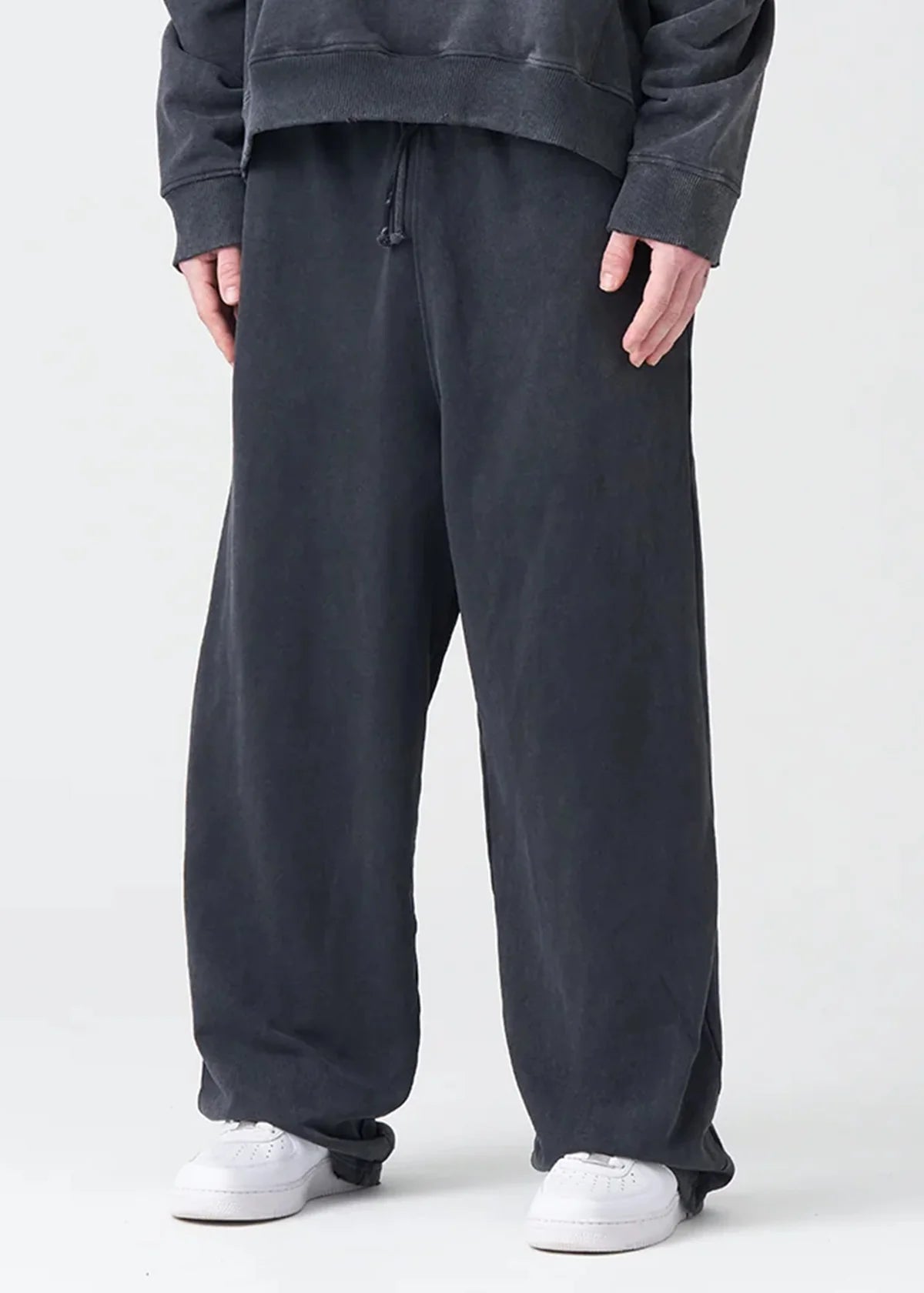 14 OZ Black Washed French Terry Oversized Distressed Sweatpant