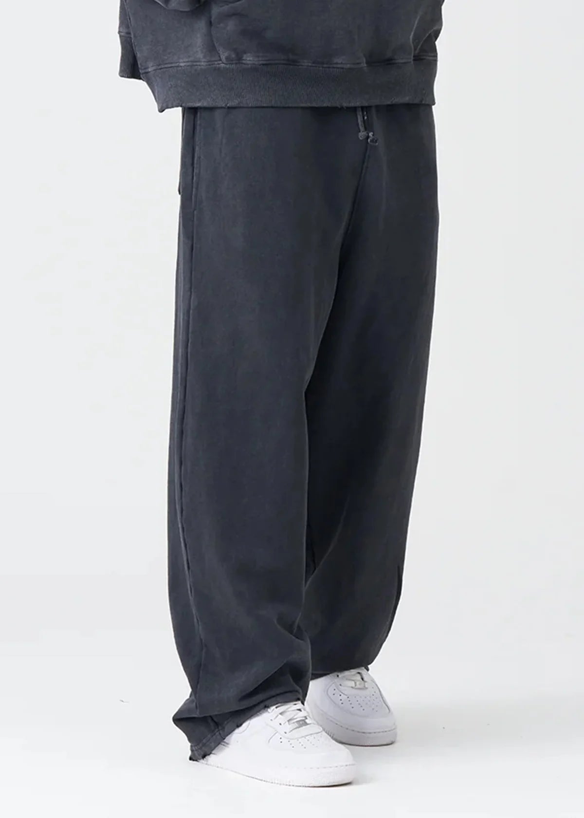 14 OZ Black Washed French Terry Oversized Distressed Sweatpant