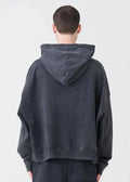 14 OZ Black Washed French Terry Oversized Distressed Hoodie