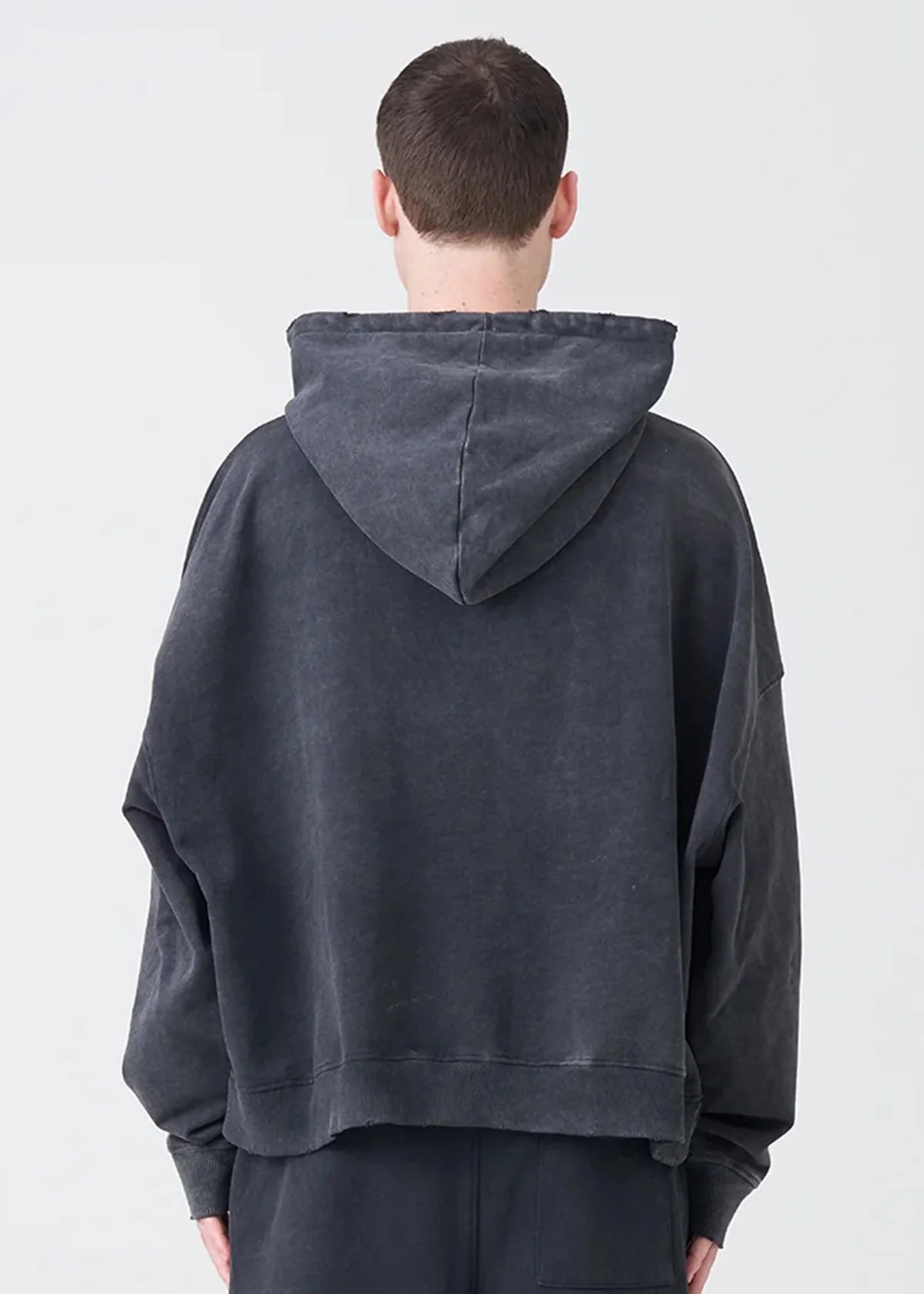 14 OZ Black Distressed French Terry Hoodie