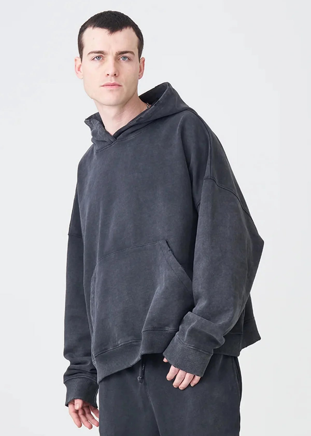 14 OZ Black Distressed French Terry Hoodie