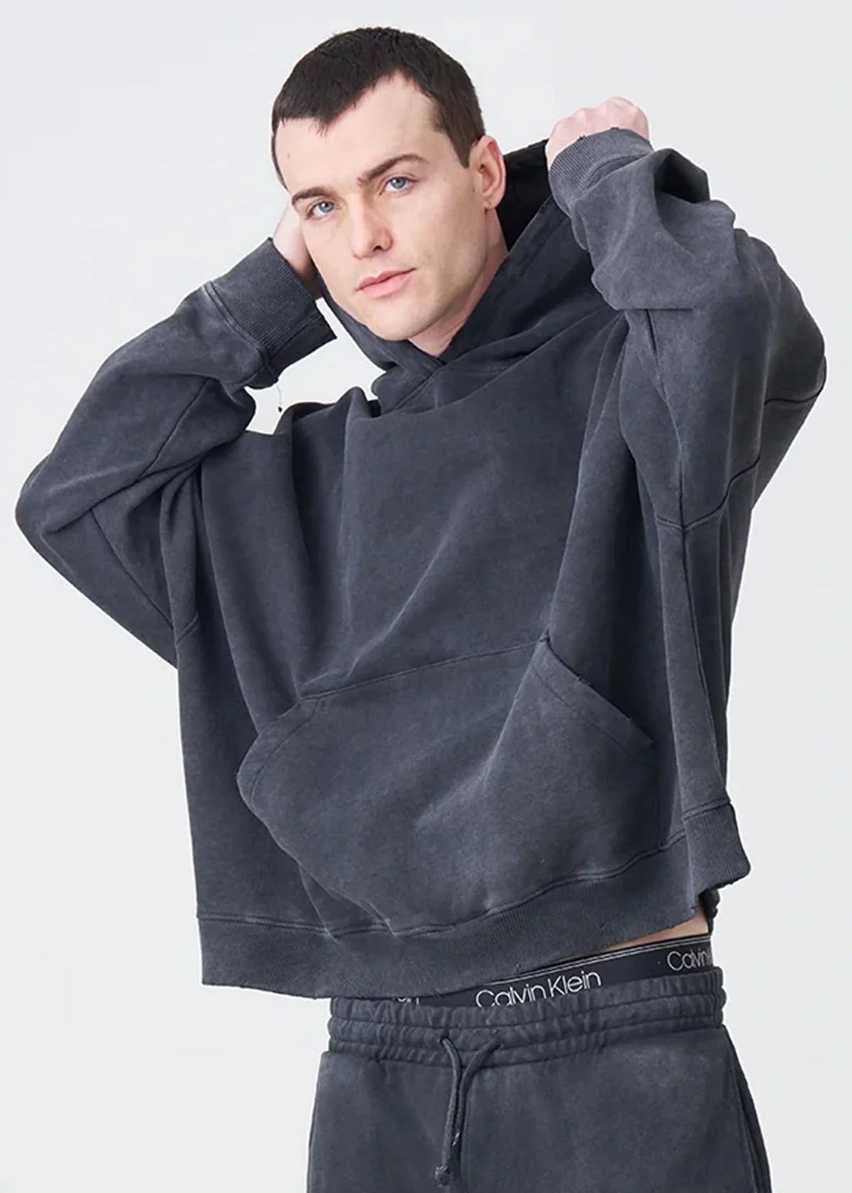 14 OZ Black Distressed French Terry Hoodie