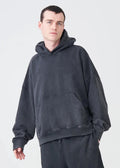 14 OZ Black Washed French Terry Oversized Distressed Hoodie