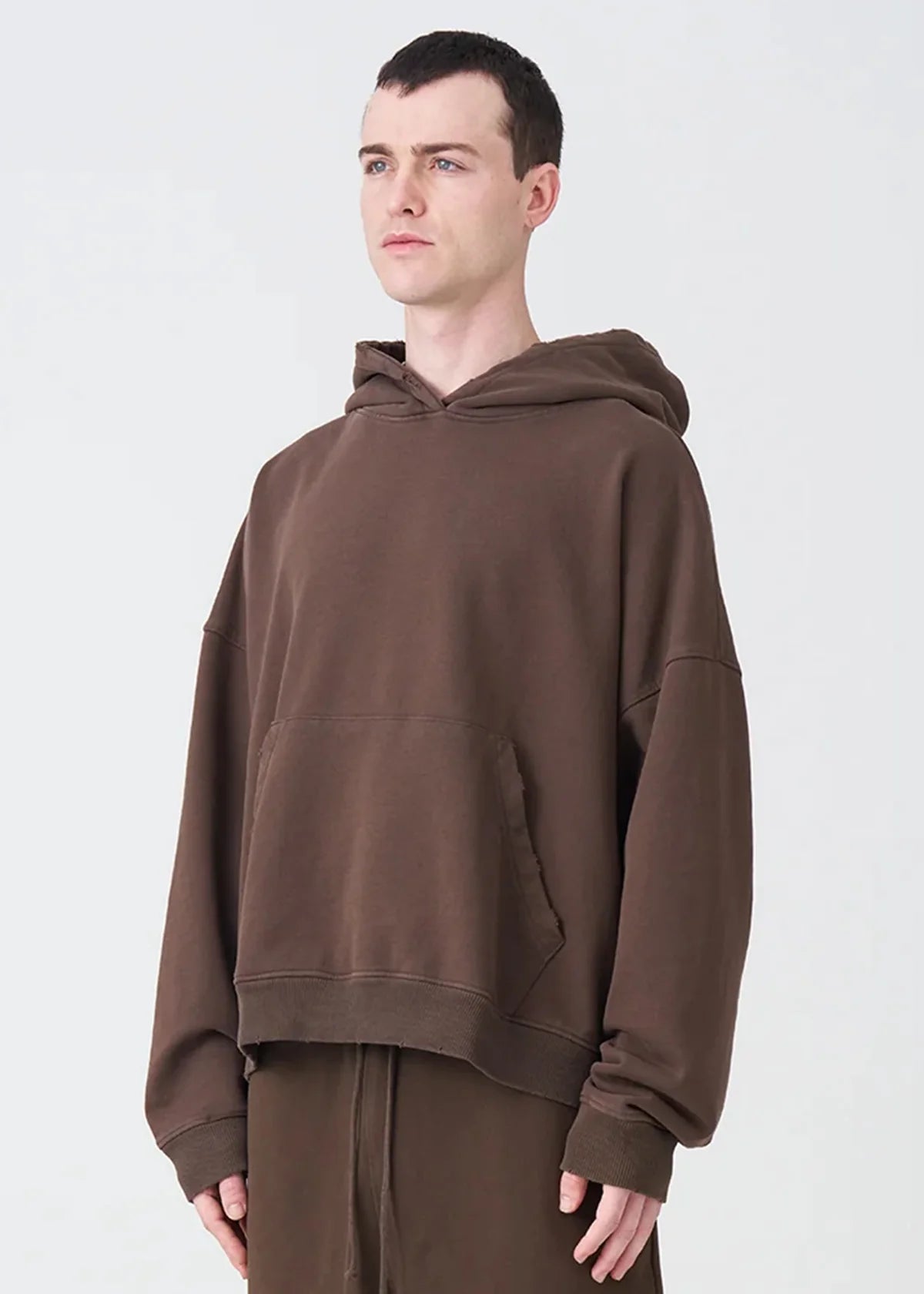 14 OZ Brown Distressed French Terry Hoodie