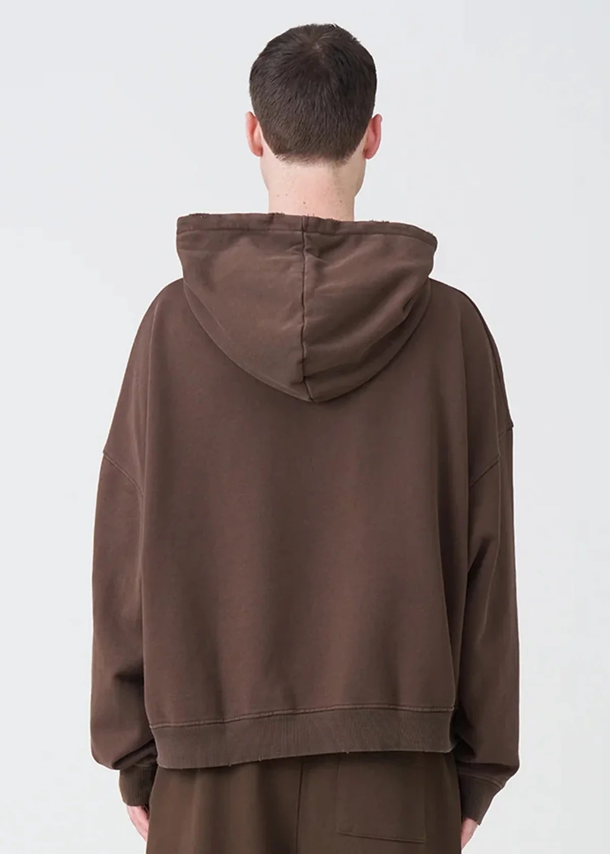 14 OZ Brown Distressed French Terry Hoodie