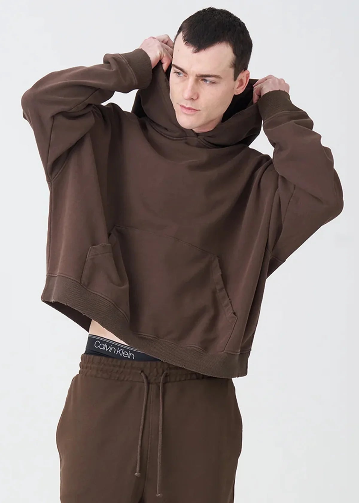14 OZ Brown Distressed French Terry Hoodie