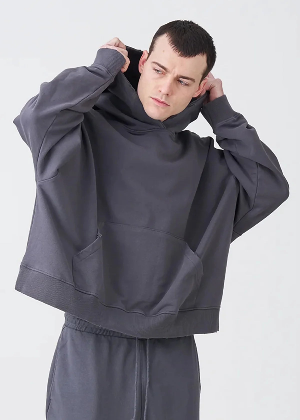 14 OZ Shadow Distressed French Terry Hoodie