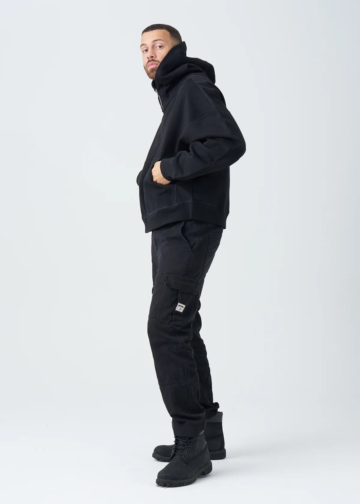 14 OZ Black Oversized Heavyweight Full-Zip Sweatshirt