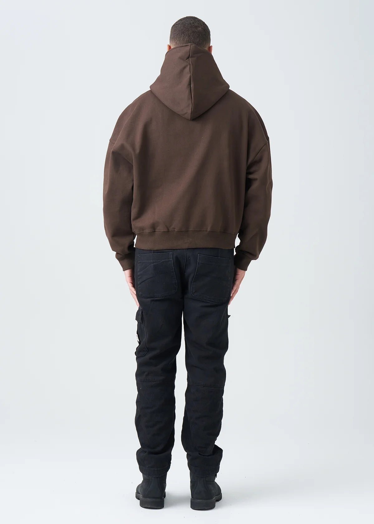 14 OZ Brown Full-Zip Fleece Hoodie