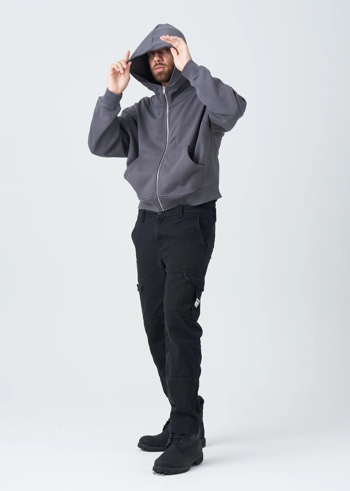 14 OZ Dark Gray Oversized Heavyweight Full-Zip Sweatshirt