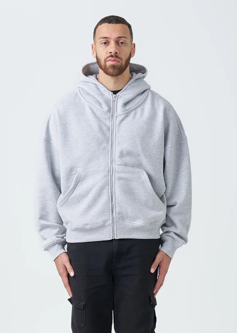 14 OZ Gray Oversized Heavyweight Full-Zip Sweatshirt