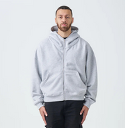 14 OZ Gray Full-Zip Fleece Hoodie
