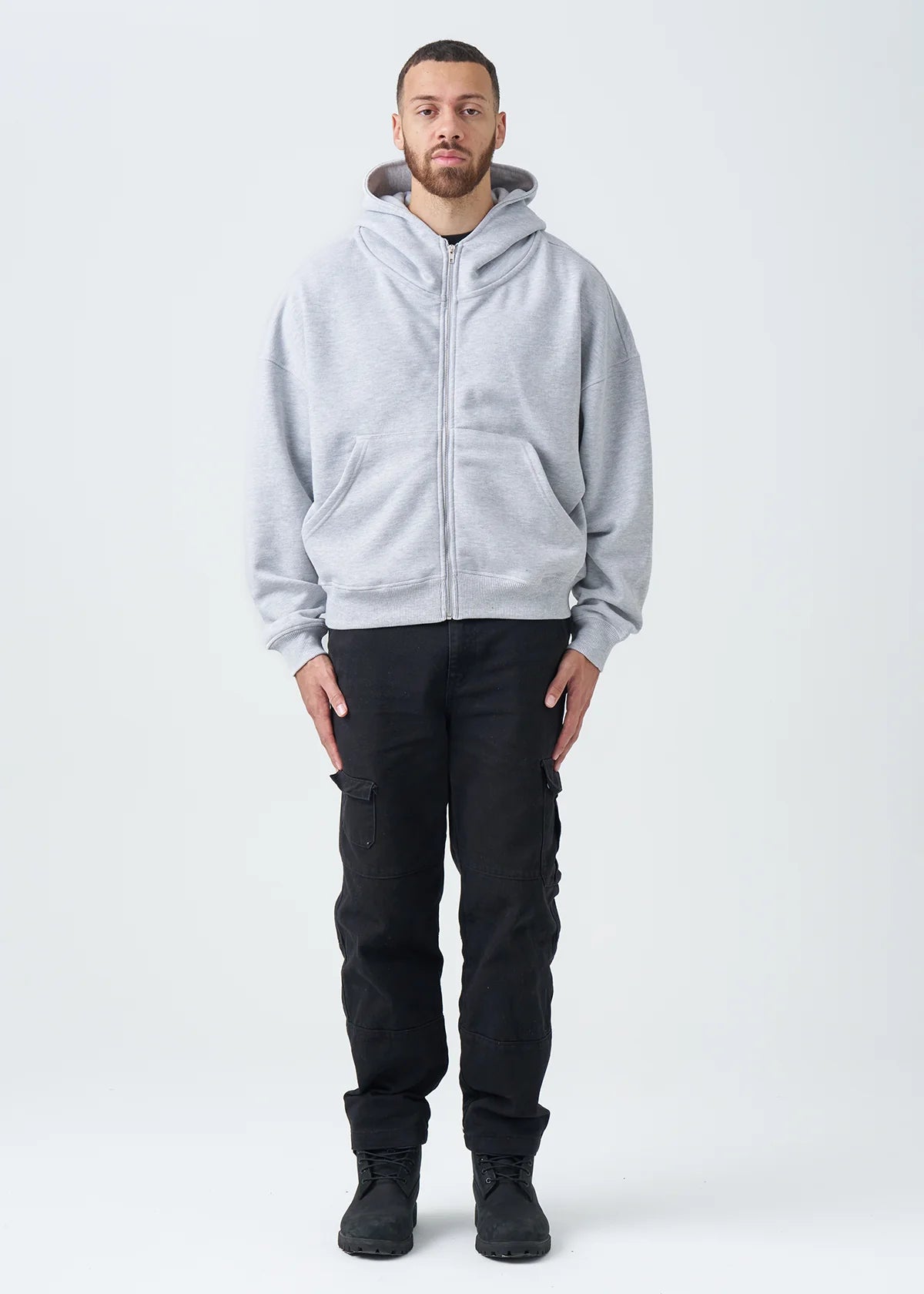 14 OZ Gray Full-Zip Fleece Hoodie
