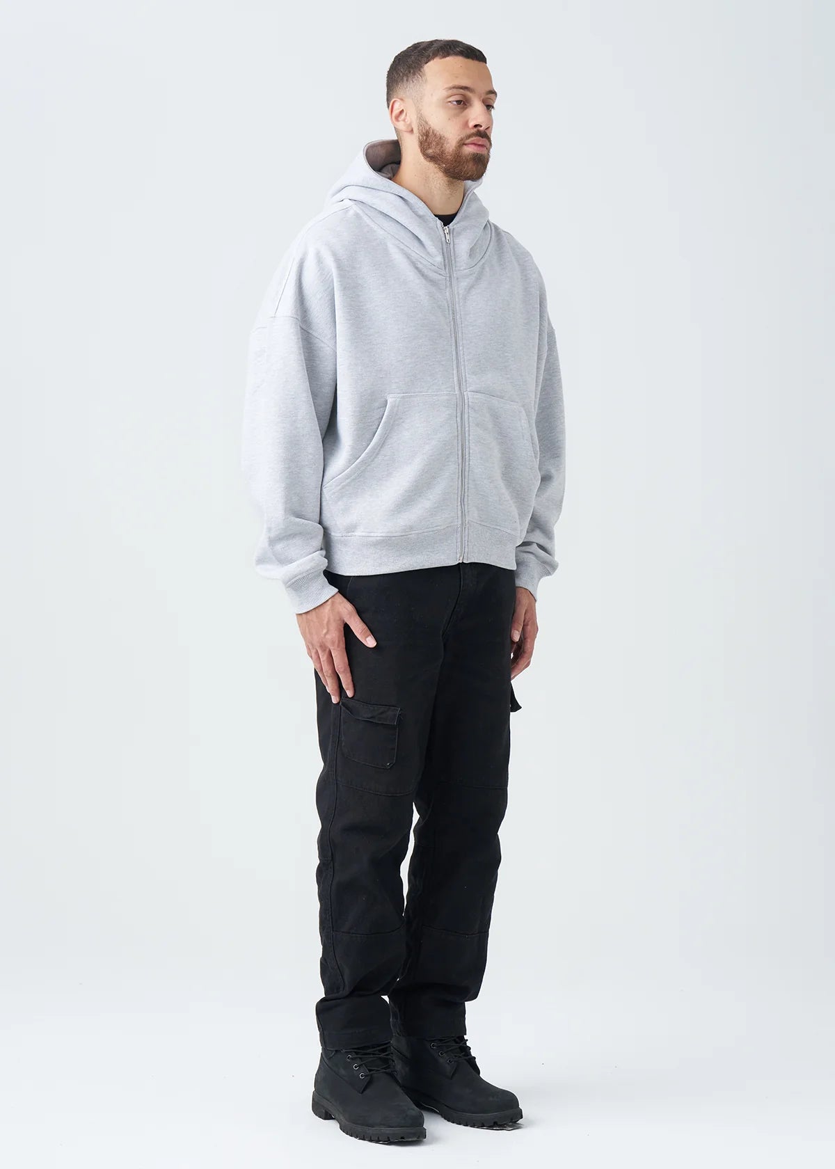 14 OZ Gray Full-Zip Fleece Hoodie