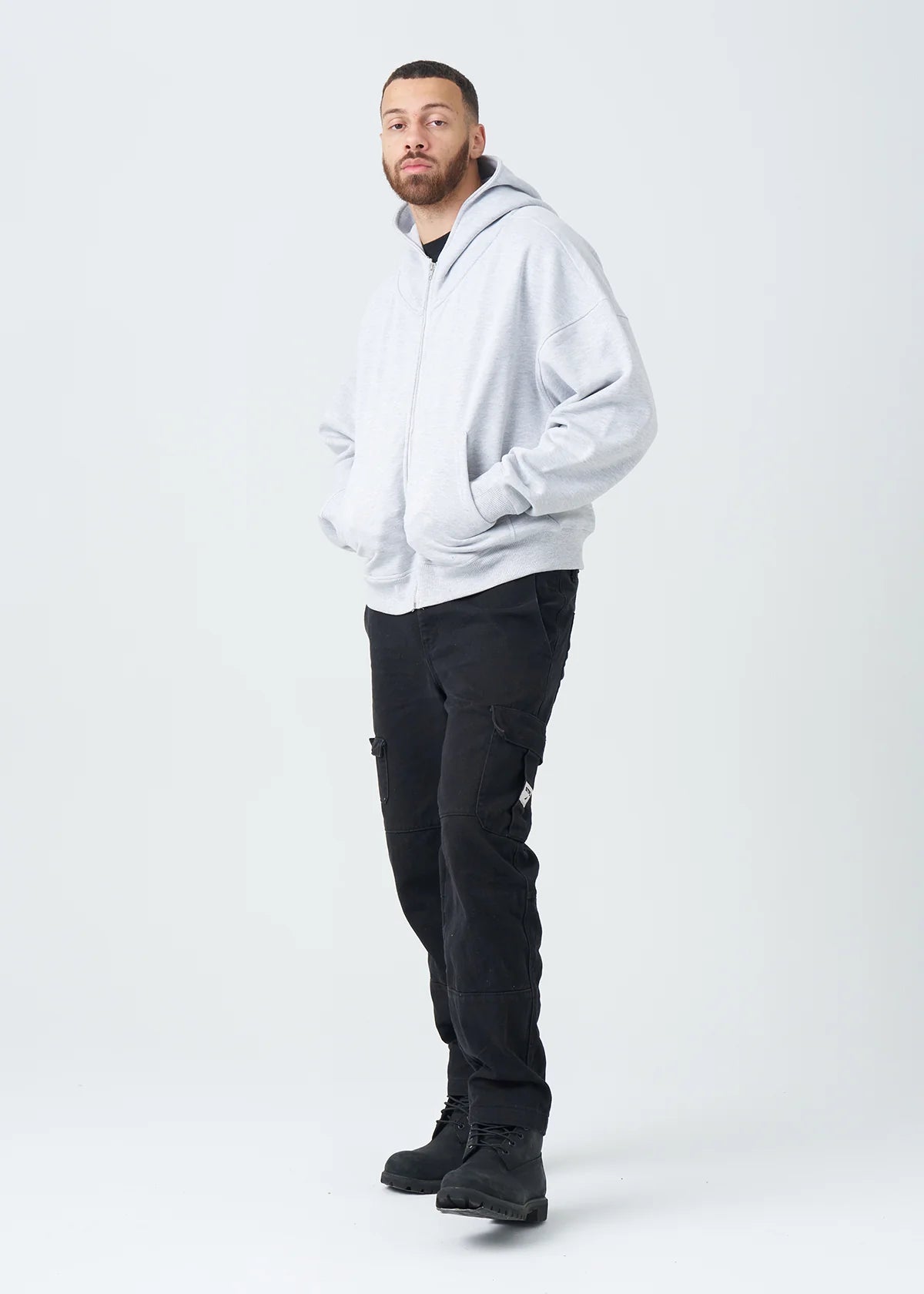 14 OZ Gray Full-Zip Fleece Hoodie