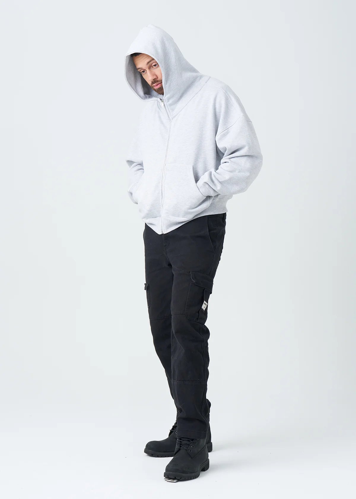 14 OZ Gray Full-Zip Fleece Hoodie